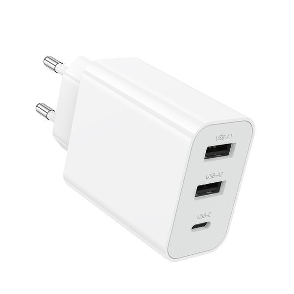 Мережевий зарядний пристрій BOROFONE BA105A Stellar three-port charger White 6941991125270 фото