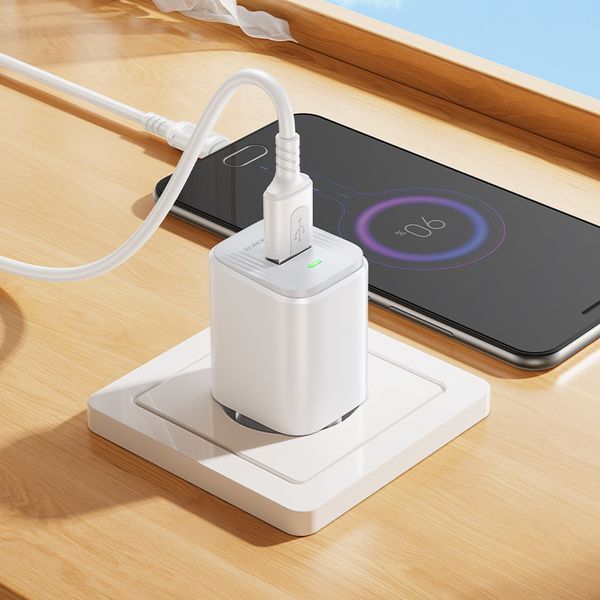 Мережевий зарядний пристрій з кабелем BOROFONE BAS82A Star single port QC3.0 charger set (Micro) (EU) White 6941991126734 фото