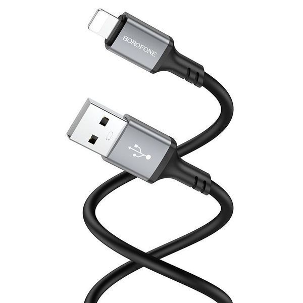 Кабель BOROFONE BX83 iP Famous silicone charging data cable Black 6974443386356 фото