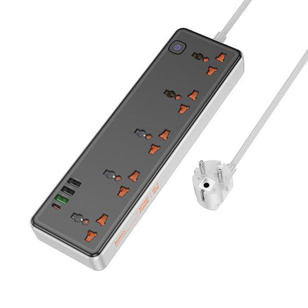 Мережевий подовжувач HOCO AC14A Rico 5-position socket(PD30W/1C3A) Black 656-03189 фото