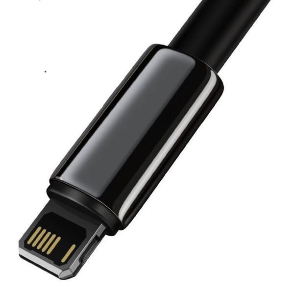 Кабель Baseus Tungsten Gold Fast Charging Data Cable USB to iP 2.4A 2m Black CALWJ-A01 фото