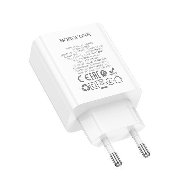 Мережевий зарядний пристрій BOROFONE BA105A Stellar three-port charger White 6941991125270 фото