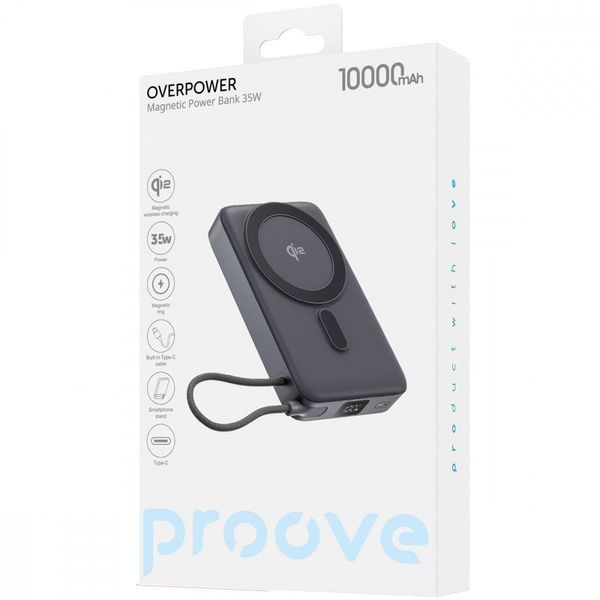 Power Bank Proove OverPower 35W 10000mAh Qi2 Gray PBOP35012105 фото