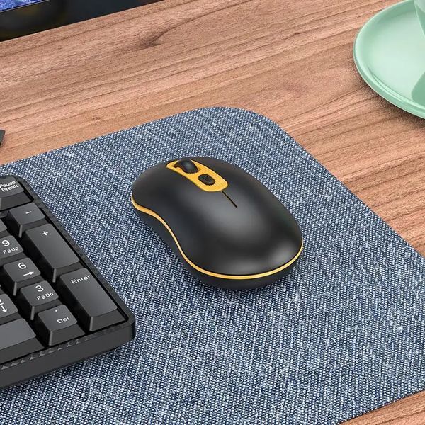 Манипулятор мышь HOCO GM21 Platinum 2.4G business wireless mouse Black Yellow 6931474790941 фото