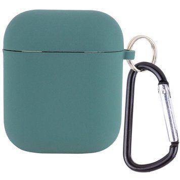 Силиконовый футляр с микрофиброй для наушников Airpods 1/2 Pine green 203-00210 фото