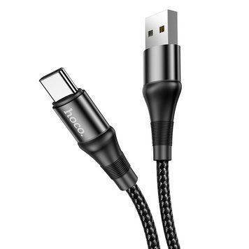 Кабель HOCO X50 USB to Type-C 3A, 1m, nylon, aluminum connectors, Black 6931474734235 фото