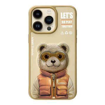 Чехол TPU+PC Nimmy 3D with Metal Buttons для iPhone 15 Bear Khaki 656-02527 фото