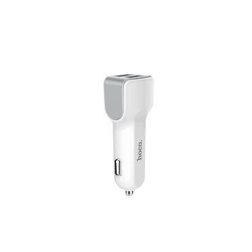 Автомобильное зарядное устройство HOCO Z23 имеет большой тип dual-port car charger set with iP cable White 656-00329 фото