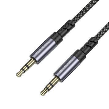 Аудіокабель BOROFONE BL24 3.5mm male to 3.5mm male, nylon braid, 1m, Metal Grey 6941991118968 фото
