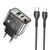 Сетевое зарядное устройство HOCO N34 Dazzling dual-port PD20W+QC3.0 charger set(C to iP) Transparent Black 656-01369 фото