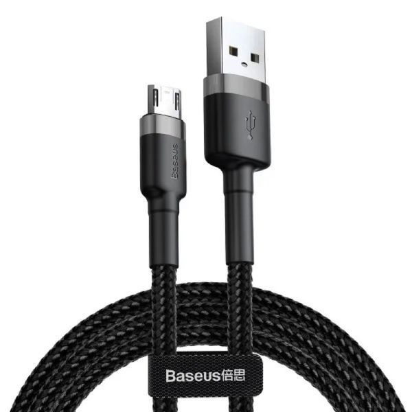 Кабель Baseus Cafule Cable USB For Micro 2.4A 1m Gray+Black CAMKLF-BG1 фото