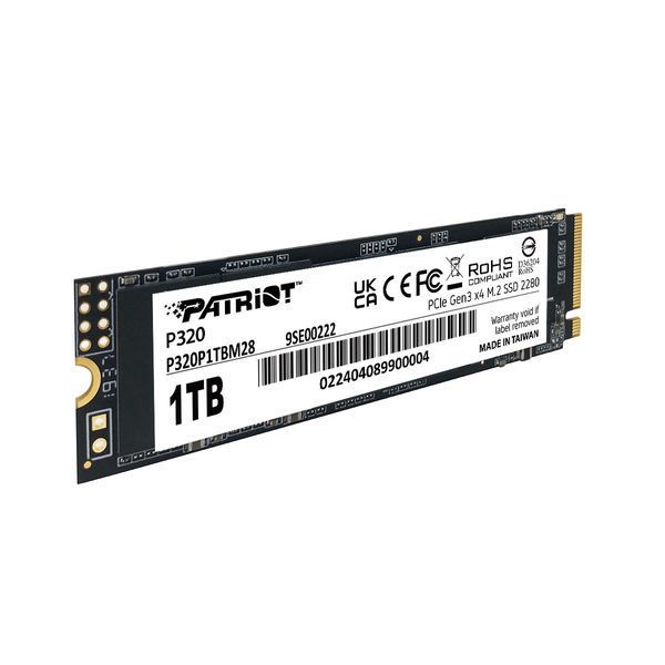 Накопитель SSD M.2 Patriot P320 1TB NVMe 2280 Gen3.0 x4 3D TLC P320P1TBM28 фото