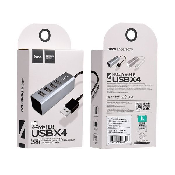USB-хаб HOCO HB1 4USB Line machine Tarnish 6957531038139 фото