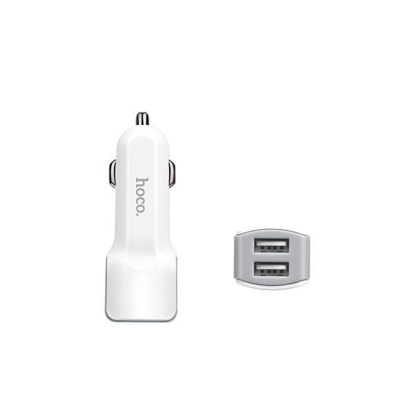 Автомобильное зарядное устройство HOCO Z23 имеет большой тип dual-port car charger set with iP cable White 656-00329 фото