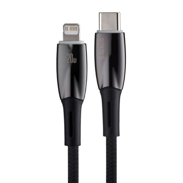 Кабель Baseus Glimmer Series Fast Charging Data Cable Type-C to iP 20W 1m Black CADH000001 фото