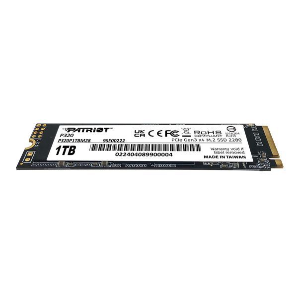 Накопитель SSD M.2 Patriot P320 1TB NVMe 2280 Gen3.0 x4 3D TLC P320P1TBM28 фото
