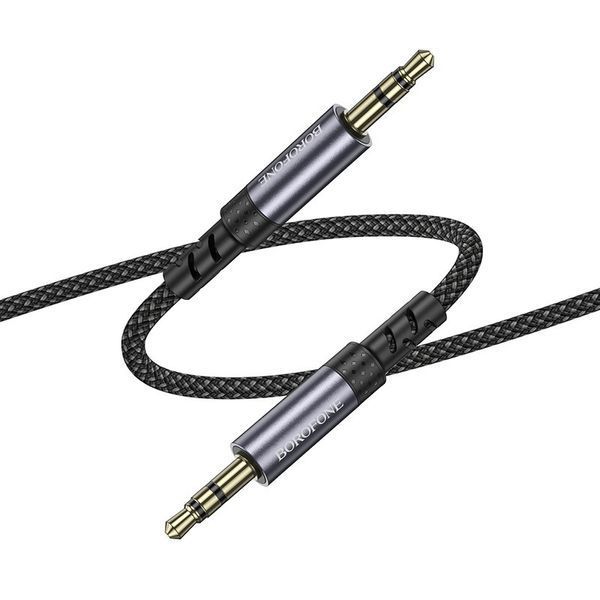 Аудиокабель BOROFONE BL24 3.5mm male to 3.5mm male, nylon braid, 1m, Metal Grey 6941991118968 фото