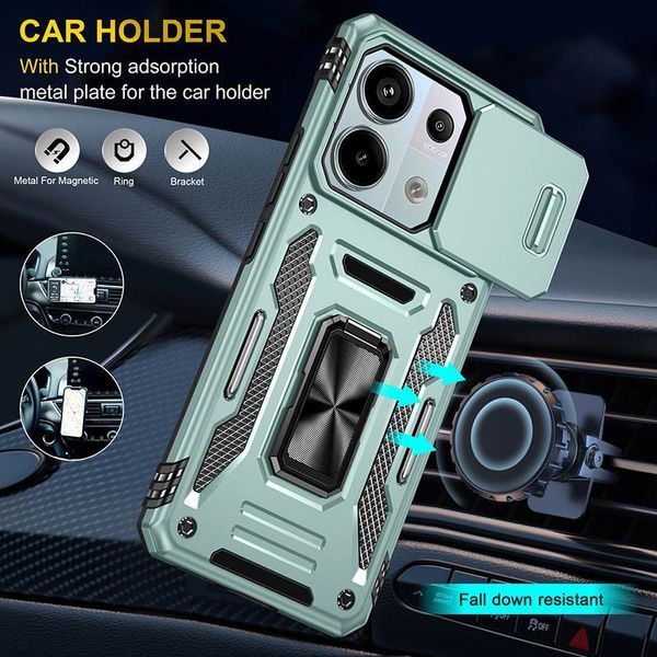 Ударостійкий чохол Camshield Army Ring для Xiaomi Poco X6 Pro Light Green 777-04979 фото