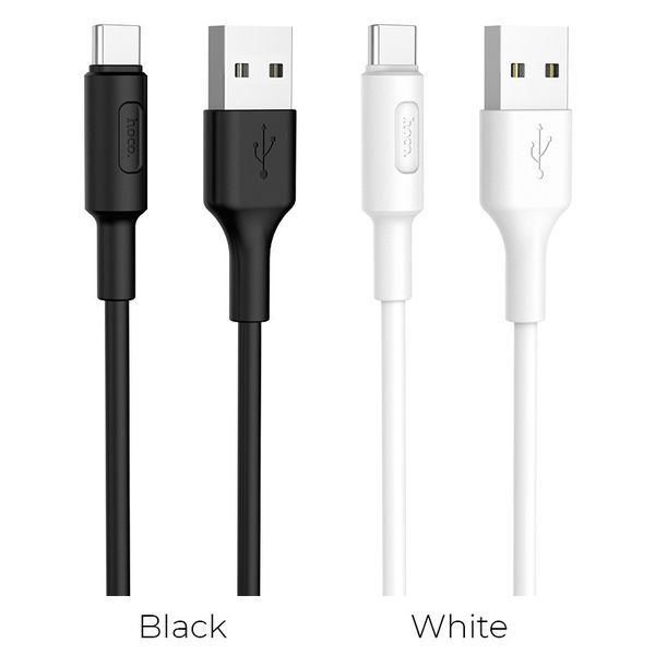 Кабель HOCO X25 USB to Type-C 2A, 1m, PVC, PVC connectors, White 6957531080152 фото