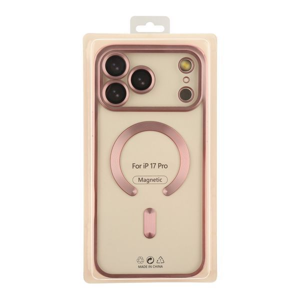 Чохол TPU Metallic Chrome Full Camera with Magsafe для iPhone 17 Pro Chrome Rose 214-04618 фото
