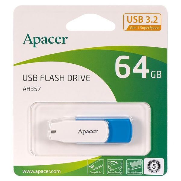 Флеш-накопичувач Apacer USB 3.2 Gen 1 AH357 64GB Blue AP64GAH357U-1 фото