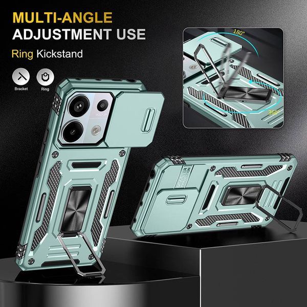 Ударостійкий чохол Camshield Army Ring для Xiaomi Poco X6 Pro Light Green 777-04979 фото
