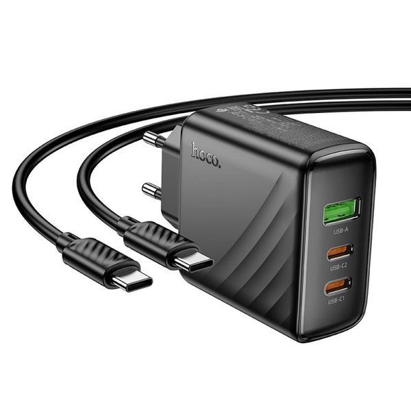Мережевий Зарядний Пристрій Hoco CS26A 2USB-C/1USB PD/QC 45W+Type-C to Type-C 1m Чорний 209-00352 фото