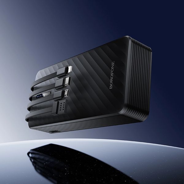 Зовнішній акумулятор BOROFONE BJ84A Smooth power bank with four cables(20000mAh) Black 6941991126178 фото
