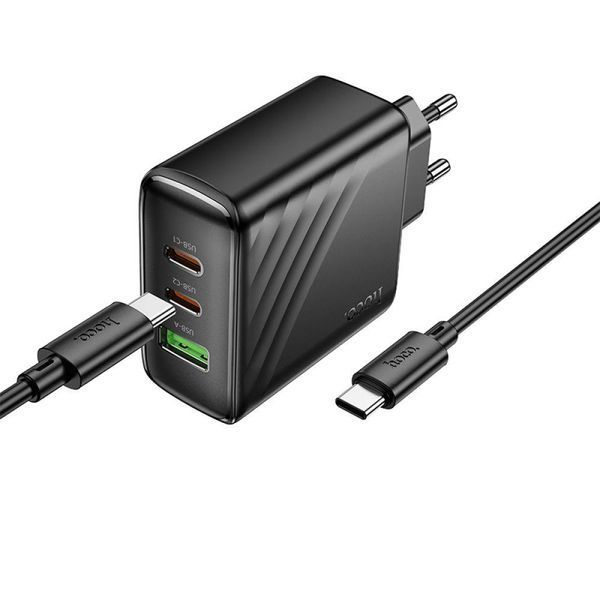 Мережевий Зарядний Пристрій Hoco CS26A 2USB-C/1USB PD/QC 45W+Type-C to Type-C 1m Чорний 209-00352 фото