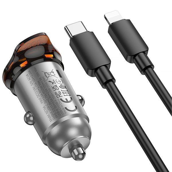 АЗУ Hoco NZ16A Rigorous 43W (1USB-A/1C) + кабель Type-C to Lightning Metal grey ILSO-00000079408-1 фото