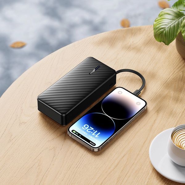 Зовнішній акумулятор BOROFONE BJ84A Smooth power bank with four cables(20000mAh) Black 6941991126178 фото