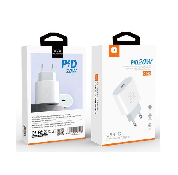 Мережевий зарядний пристрій WUW-C145 PD 20W USB C white 6972573332250 фото