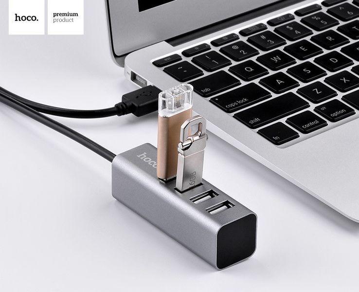USB-хаб HOCO HB1 4USB Line machine Tarnish 6957531038139 фото