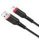 Кабель HOCO X59 USB to iP 2.4A, 1m, nylon, TPE connectors, Black 6931474744869 фото 1