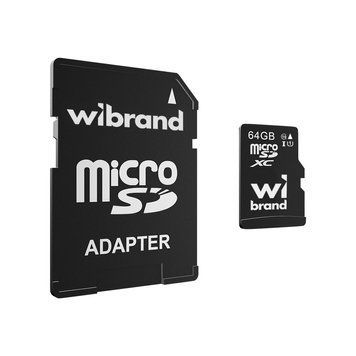 Карта памяти microSDXC (UHS-1) Wibrand 64Gb class 10 (adapter SD) WICDXU1/64GB-A фото