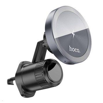 Тримач для мобільного з БЗП HOCO HW6 Vision metal magnetic wireless fast charging car holder(air outlet) Black 656-00538 фото