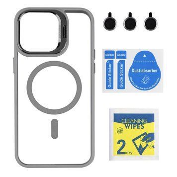 Чехол TPU+PC+Metal Stand Case with MagSafe and Camera Lenses для iPhone 14 Pro Max Grey 214-03664 фото