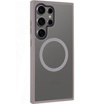 Чехол TPU+PC Metal Buttons with MagSafe Colorful для Samsung Galaxy S24 Ultra Grey 555-03008 фото