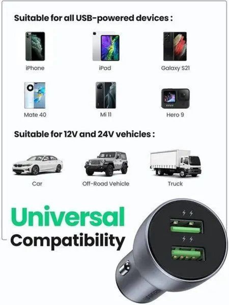 Автомобільний зарядний пристрій UGREEN CD213 Fast Car Charger (Dark Blue) (UGR-10144) 656-00381 фото