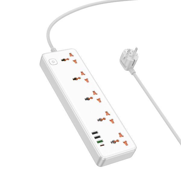 Сетевой удлинитель HOCO AC14A Rico 5-position socket(PD30W/1C3A) White 656-03190 фото