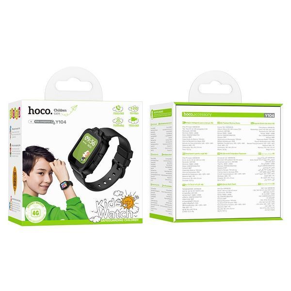 Дитячий смарт-годинник Hoco Y104 42mm. SIM 4G. Wi-Fi. 700 mAh. IP65 Black 6942007646352 фото