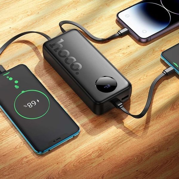 Зовнішній акумулятор HOCO J132A Sabio 22.5W+PD20W fully compatible power bank with 3 cables(20000mAh) Black 6942007632591 фото