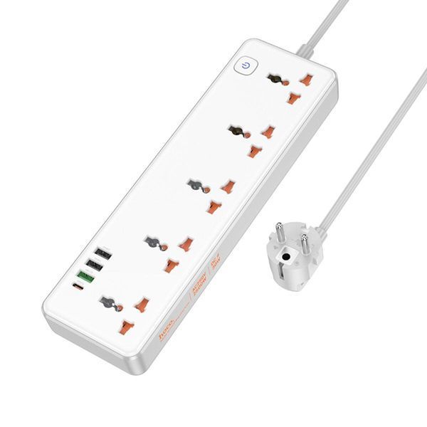 Сетевой удлинитель HOCO AC14A Rico 5-position socket(PD30W/1C3A) White 656-03190 фото
