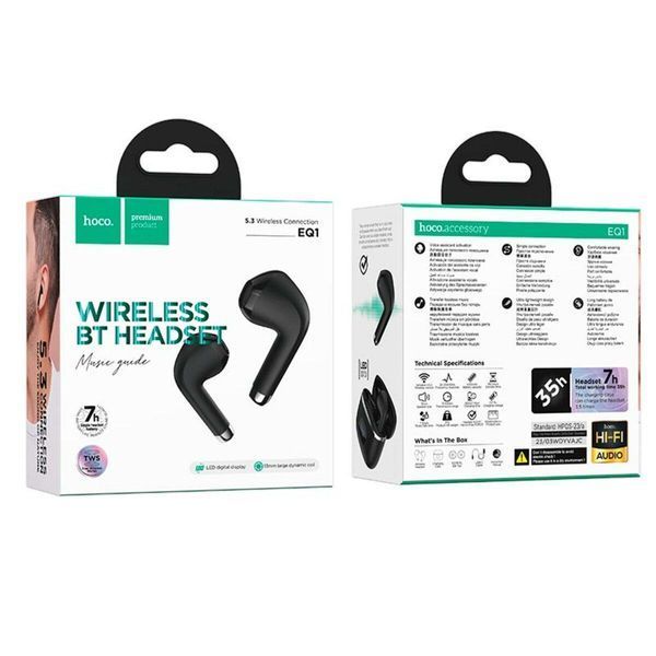 Беспроводные наушники HOCO EQ1 Music guide true wireless BT headset Black 656-03854 фото