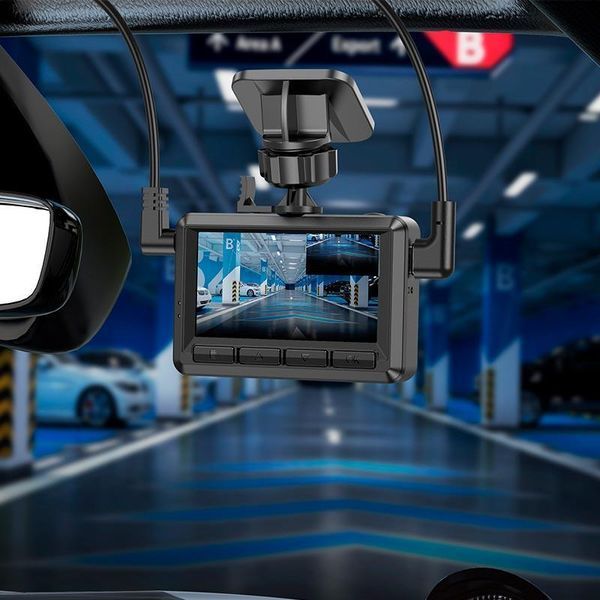 Видеорегистратор HOCO DV3 Driving recorder with display(dual-channel) Black 6942007608183 фото