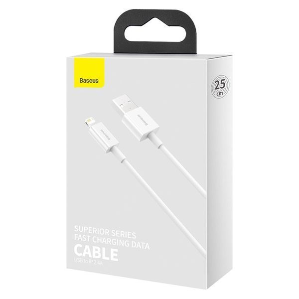 Кабель Baseus Superior Series Fast Charging Data Cable USB to iP 2.4A 0.25m White CALYS-02 фото