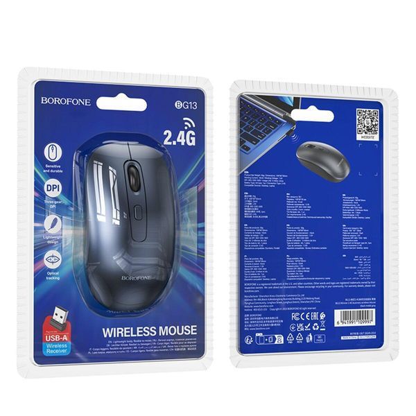 Манипулятор мышь BOROFONE BG13 Winner 2.4G business wireless mouse Black Metal Gray 656-03237 фото