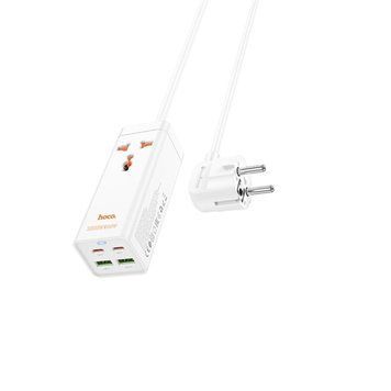 Сетевой удлинитель HOCO AC10A Barry PD65W GaN (2C2A with 1 socket) desktop charger White 656-03196 фото