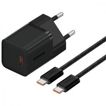 МЗП Baseus GaN5 Mini Fast Charger 30W ( Type-C ) + Кабель Type-C to Type-C 100W (1m) Black P10110902113-00 фото