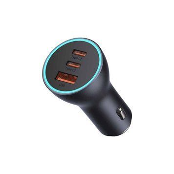 Автомобильное зарядное устройство Baseus Golden Contactor Pro Triple Fast Charger Car Charger 65W U+C+C Dark Gray 656-00548 фото